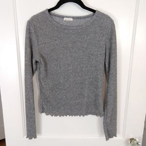 French Kisses Gray Ribbed Sweater